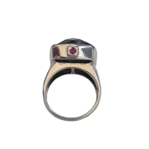 Vintage CHUNKY Sterling Silver 925 Square Smoky Quartz Cocktail Ring Size 7 - Picture 5 of 10